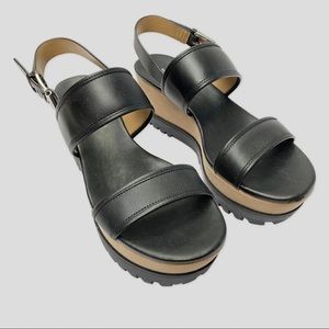 MICHAEL Michael Kors Marlo Black Leather Strap Platform Sandals US8.5 ($109)